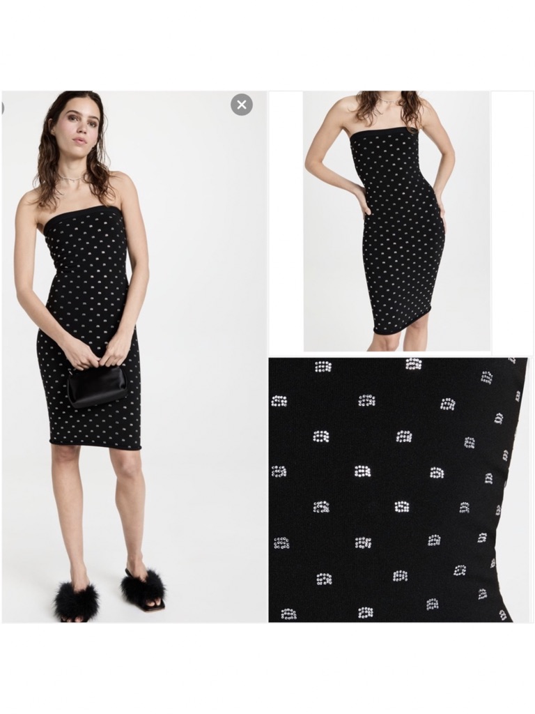Alexander Wang Hotfix Midi Dress In Crystal Nylon $675